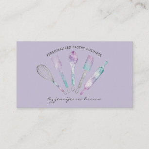 Tarjeta De Visita Pastelería Casera Tema Lavanda Hecha a Mano
