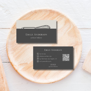 Tarjeta De Visita Pastelería Chef Catering Whisk Moderno