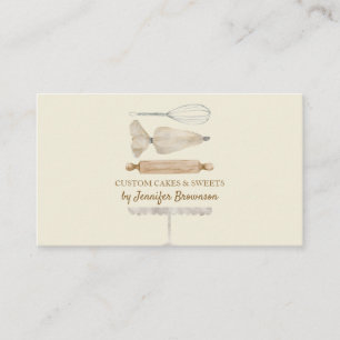 Tarjeta De Visita Pastelería Chef creativo Pastel amarillo claro