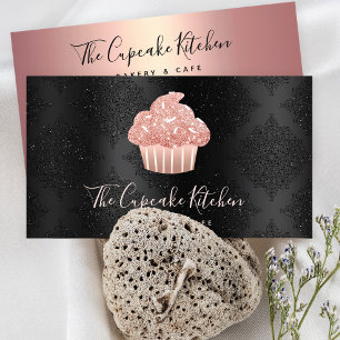 Tarjeta De Visita Pastelería Chef de Cupcake de Purpurina de Oro Ros