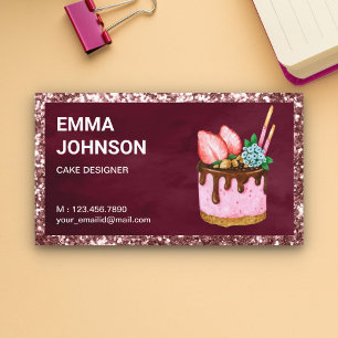 Tarjeta De Visita Pastelería Chef de Pastel de Cumpleaños de Fresa P