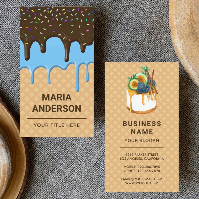 Tarjeta De Visita Pastelería Chef de Repostería con Drip de Glaseado (Subido por el creador)