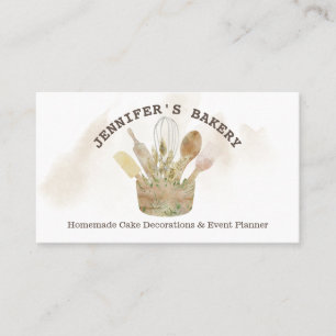Tarjeta De Visita Pastelería chef patisserie rústico acuarela