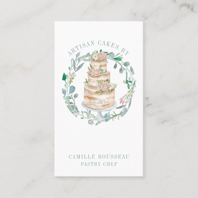 Tarjeta De Visita Pastelería Cocina Baker Elegant Cake (Anverso)