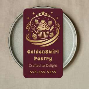 Tarjeta De Visita Pastelería de Alta Gama de Cupcakes Chef de Repost
