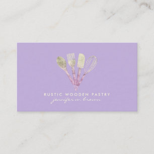 Tarjeta De Visita Pastelería de Brillo de Logotipo Básico Morado