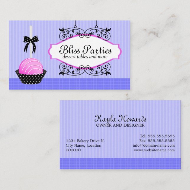 Tarjeta De Visita Pastelería de Cake Pops Postres (Anverso / Reverso)