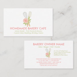 Tarjeta De Visita Pastelería de Catering de Torta Floral Rosa Rubor