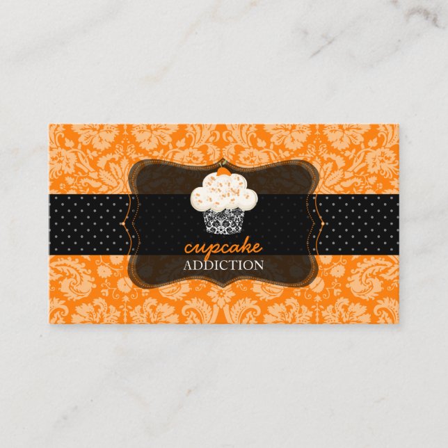 Tarjeta De Visita Pastelería de chocolate naranja, pastelería y past (Anverso)