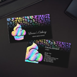 Tarjeta De Visita Pastelería de Cupcake Chef de Repostería Leopardo