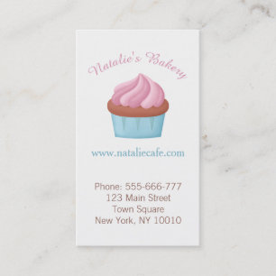 Tarjeta De Visita Pastelería de Cupcake con Glaseado Rosa Acuarela