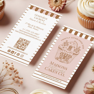 Tarjeta De Visita Pastelería de Cupcake Elegante Chic Tortas Caseras
