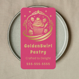 Tarjeta De Visita Pastelería de lujo Cupcake Chef de Repostería Rosa