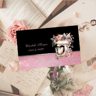 Tarjeta De Visita Pastelería de magdalenas mezcladoras florales ador