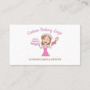 Tarjeta De Visita Pastelería de mujer rosa pastelera tarta de boda
