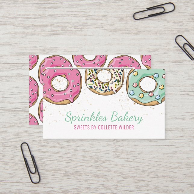 Tarjeta De Visita Pastelería de pastelería Chef Sprinkle Donuts (Anverso/Reverso In Situ)