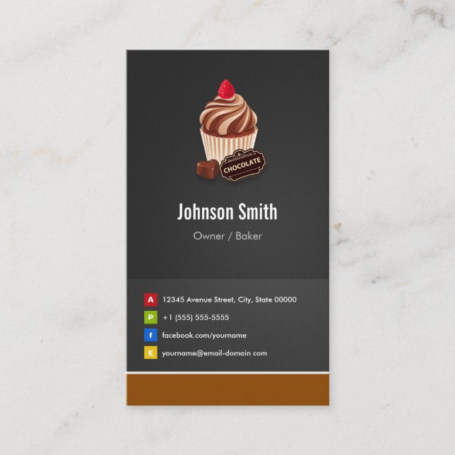 Tarjeta De Visita Pastelería de pastelería de chocolate dulce (Anverso)