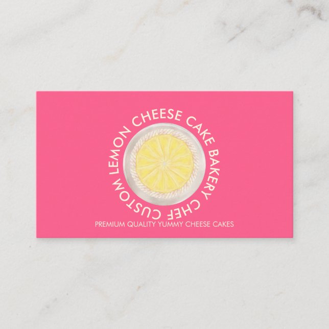 Tarjeta De Visita Pastelería de pastelería de queso rosa de Neon Bri (Anverso)