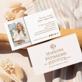 Tarjeta De Visita Pastelería De Pasteles Cupcake Floral Raya Chic Ti