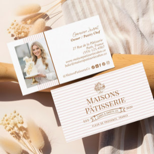 Tarjeta De Visita Pastelería De Pasteles Cupcake Floral Raya Chic Ti