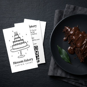 Tarjeta De Visita Pastelería De Pasteles Postres Catering QR Hecho a