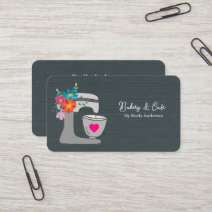 Tarjeta De Visita Pastelería de Torta Floral Mezclador Simple 