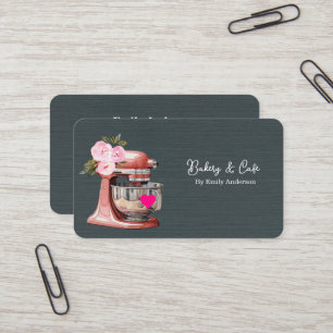 Tarjeta De Visita Pastelería de Torta Floral Mezclador Simple 