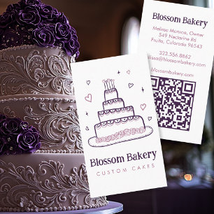 Tarjeta De Visita Pastelería de Torta Postre Catering QR Hecho a man