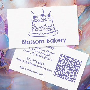 Tarjeta De Visita Pastelería de Torta Postre Catering QR Hecho a man