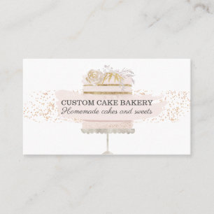 Tarjeta De Visita Pastelería de Torta Rosa Brillante Boda