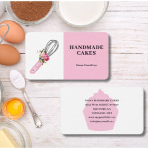 Tarjeta De Visita Pastelería de Torta Rosa Chef Panadería