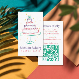 Tarjeta De Visita Pastelería de tortas Servicio de catering QR perso