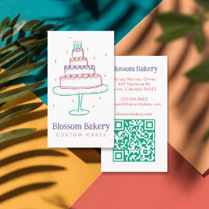 Tarjeta De Visita Pastelería de tortas Servicio de catering QR perso