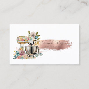 Tarjeta De Visita Pastelería de trazo de pincel Mezclador floral