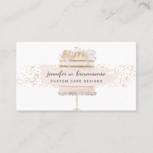 Tarjeta De Visita Pastelería Floral de Panadería Script Patisserie