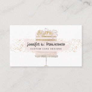 Tarjeta De Visita Pastelería Floral de Pastel Brillante