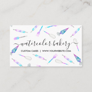 Tarjeta De Visita Pastelería holograma rosa teal blanco Chef reposte