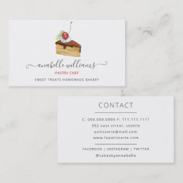 Tarjeta De Visita Pastelería Moderna de Torta de Chocolate Pastelera
