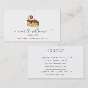 Tarjeta De Visita Pastelería Moderna de Torta de Chocolate Pastelera