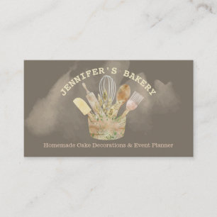 Tarjeta De Visita Pastelería pastel elegante chef rústico acuarela