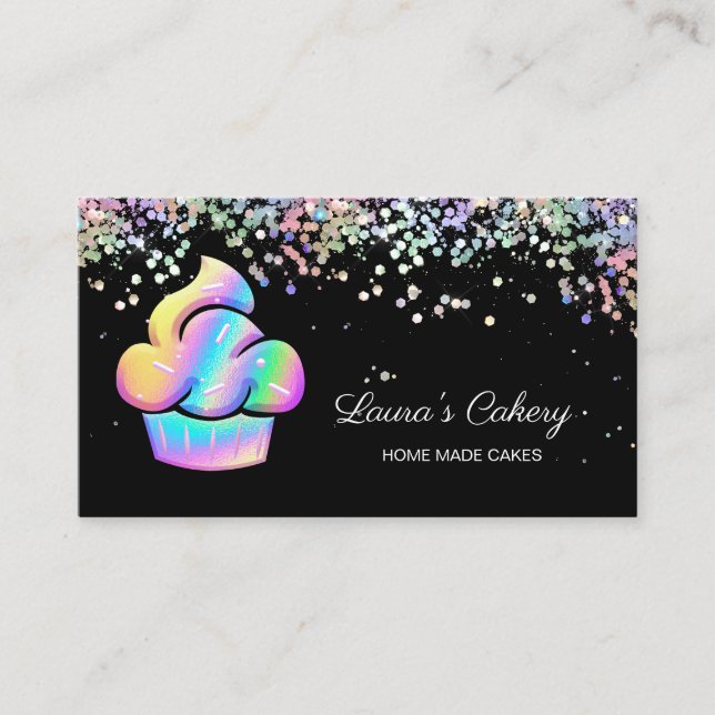 Tarjeta De Visita Pastelería Pastelería Chef Holographic Business Ca (Anverso)
