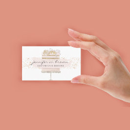 Tarjeta De Visita Pastelería pastelería con flores de pastel rosa pu