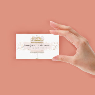 Tarjeta De Visita Pastelería pastelería con flores de pastel rosa pu