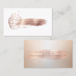 Tarjeta De Visita Pastelería Profesional de Cupcake con Trazo de Pin