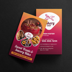Tarjeta De Visita Pastelería Profesional Dulces Delicias Chef Pastel