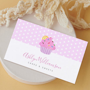 Tarjeta De Visita Pastelería Purpurina Rosa Panadería Pastelería