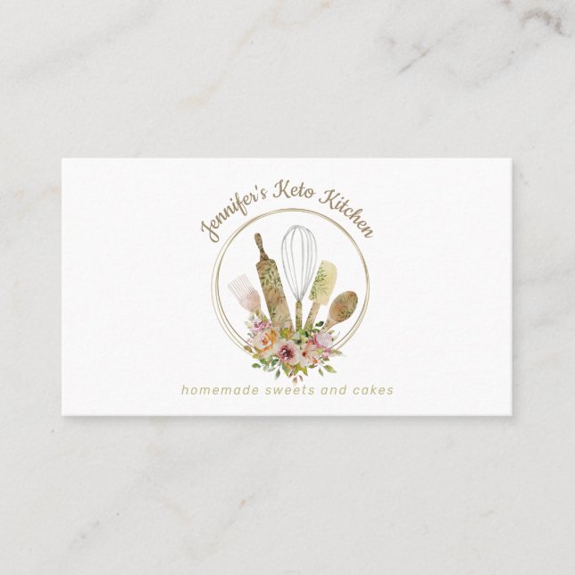 Tarjeta De Visita Pastelería Rustica Elegante (Anverso)