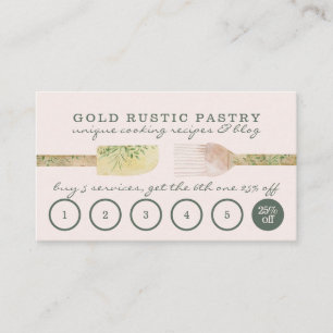 Tarjeta De Visita Pastelería Rústica rosa salvia panadería chef leal