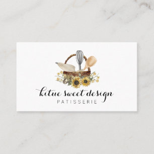 Tarjeta De Visita Pastelero Acuarela Dibujado a mano Girasol Panader