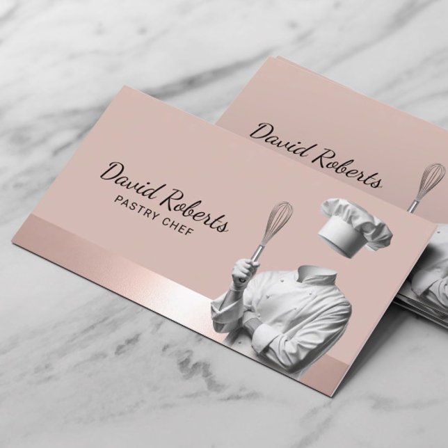 Tarjeta De Visita Pastelero Chef Rosa moderno Panadería de Oro (Subido por el creador)